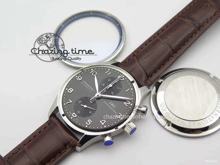 MIROTIME 0721 Supportive Portuguese Chrono IW371431 ZF 1:1 Best Edition Gray Dial On Brown Leather Strap A79350 (Slim Movement) 7261